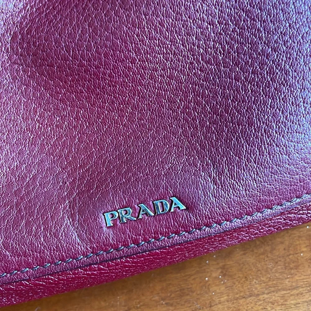 Prada Burgundy Smooth Leather Shoulder Bag - Picture 5 of 8